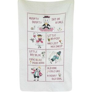 Vintage Nursery Rhyme Cross Stitch Baby Crib Quilt
